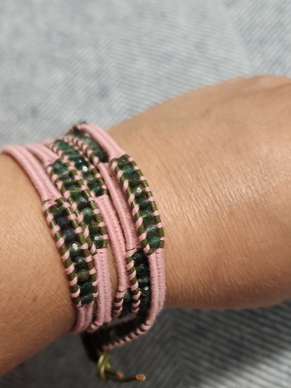 Chan Luu Pink and Green Beaded Wrap Bracelet